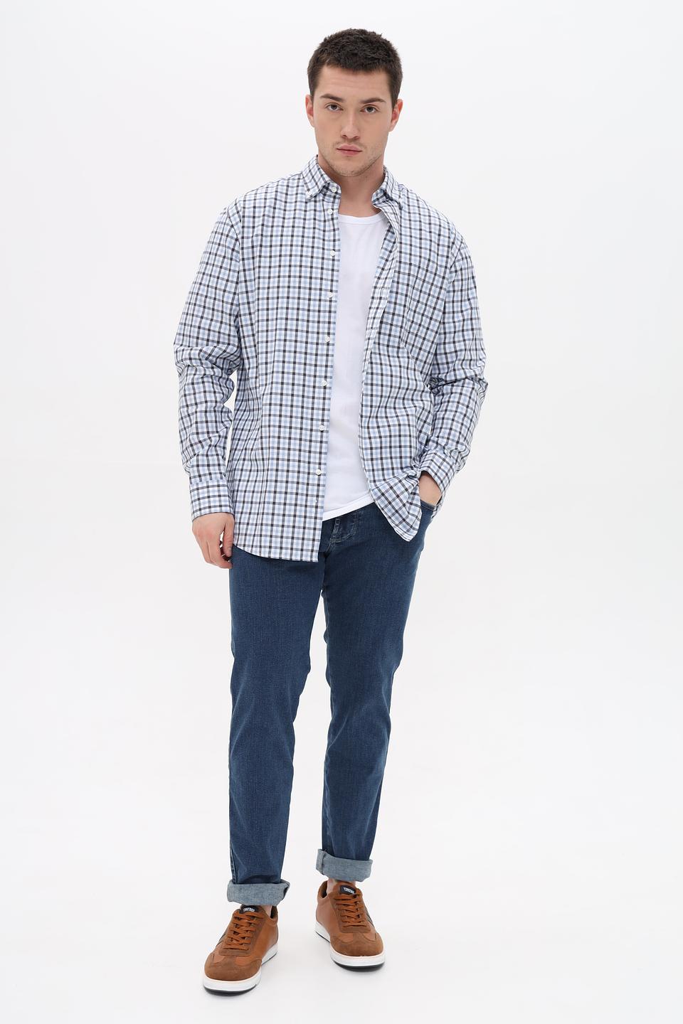 Рубашка Seidensticker в клетку голубая