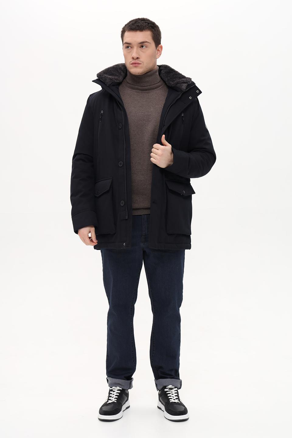 Куртка New Canadian чёрная с мехом