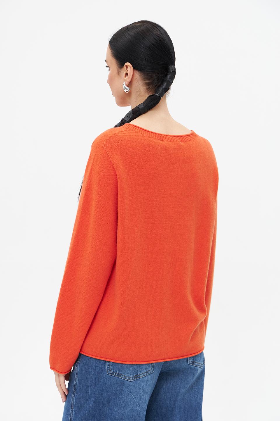 Пуловер Oui оранжевый с карманом