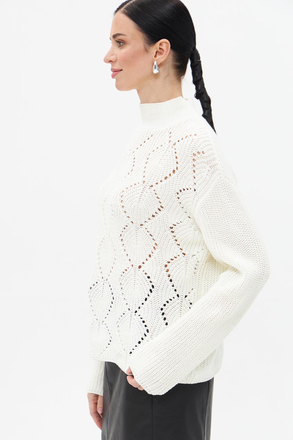 Пуловер Broadway с ажурной вязкой молочный