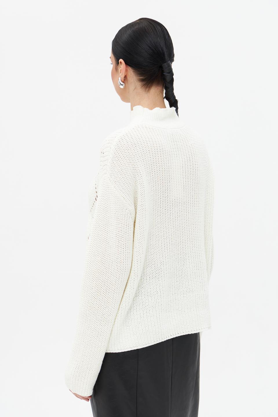 Пуловер Broadway с ажурной вязкой молочный