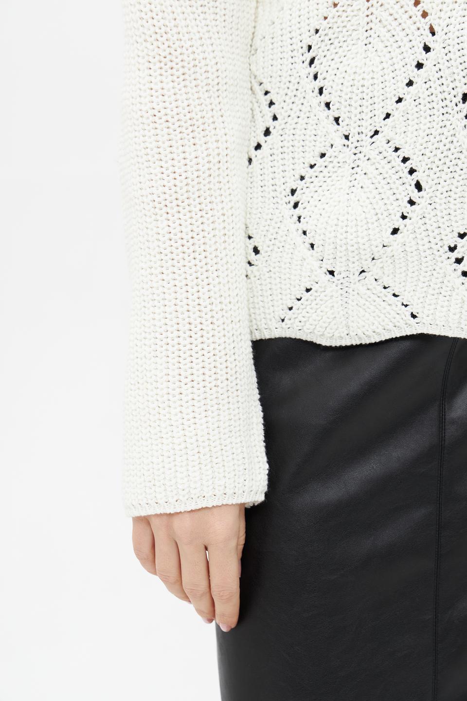 Пуловер Broadway с ажурной вязкой молочный