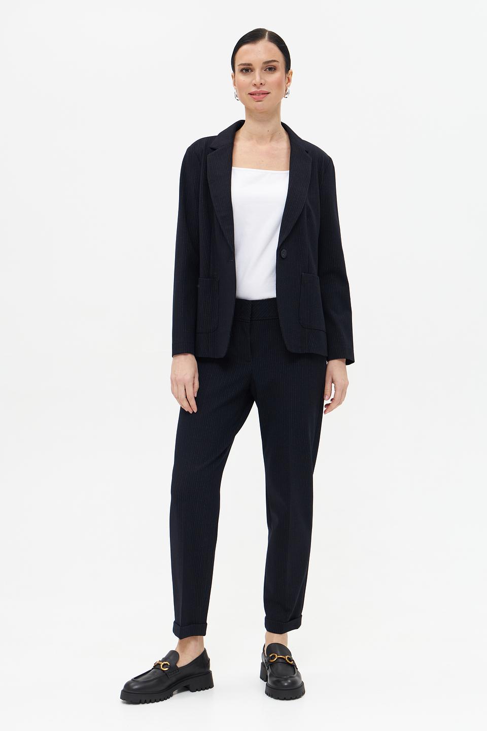 Брюки Bianca в полоску черные