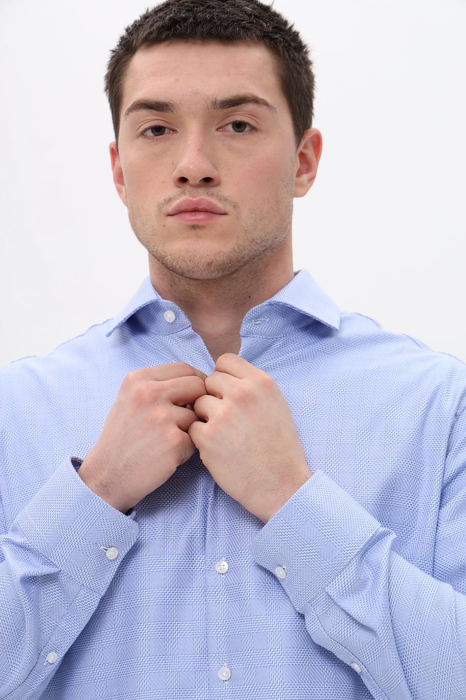 Рубашка Seidensticker голубая в клетку