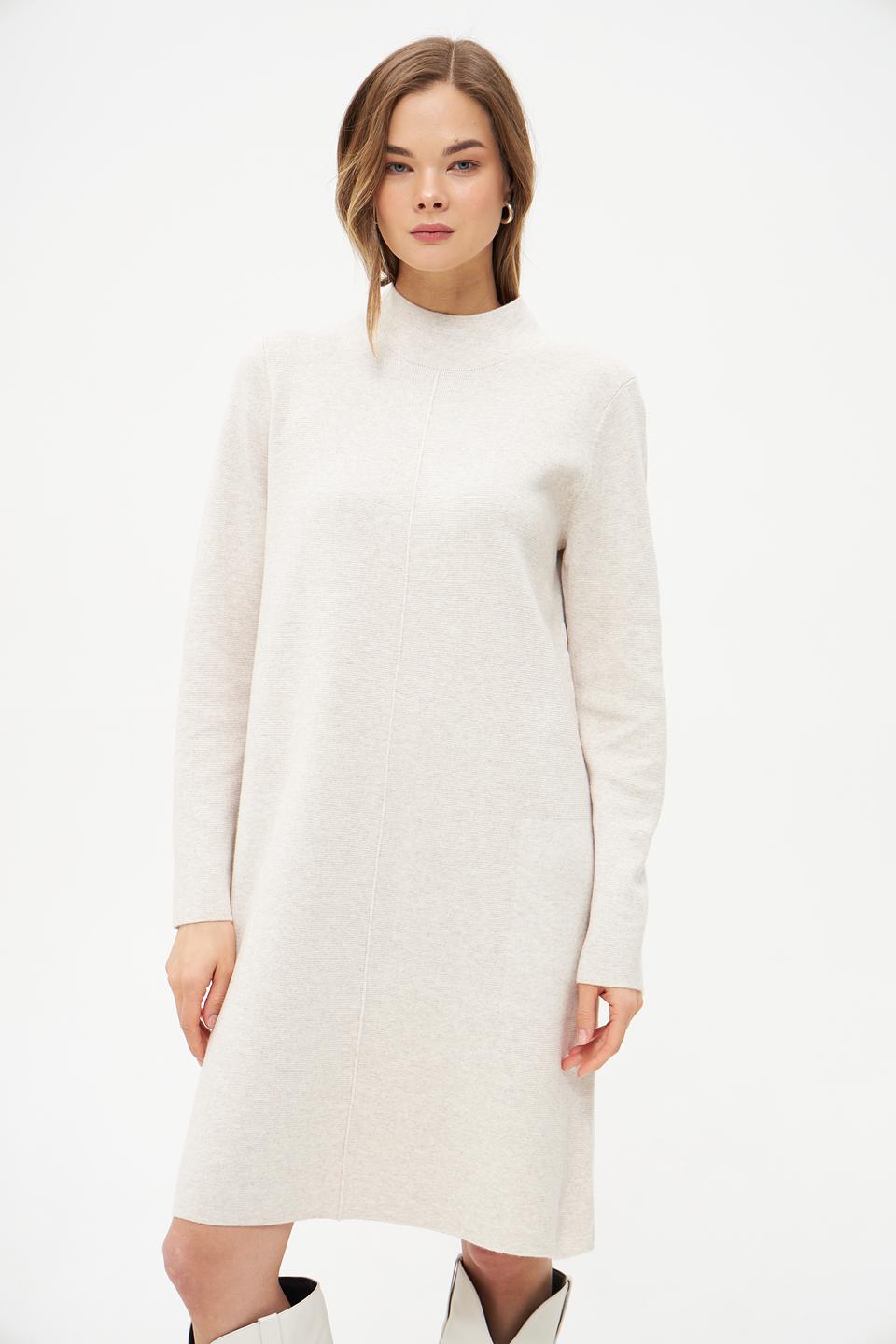 Платье Oui бежевое трикотажное