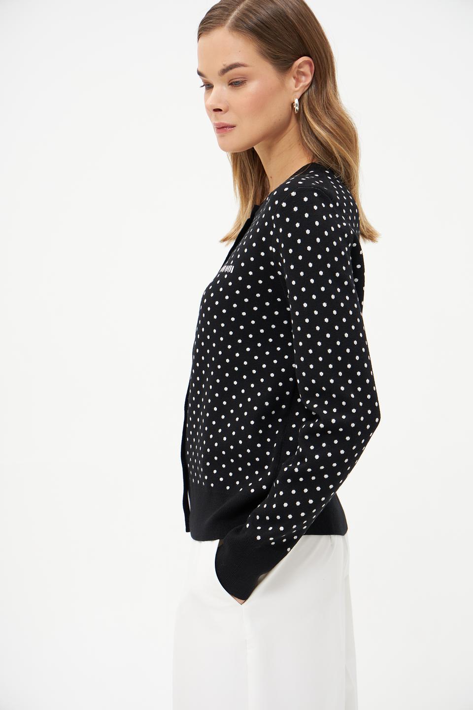 Жакет Oui в горошек чёрный