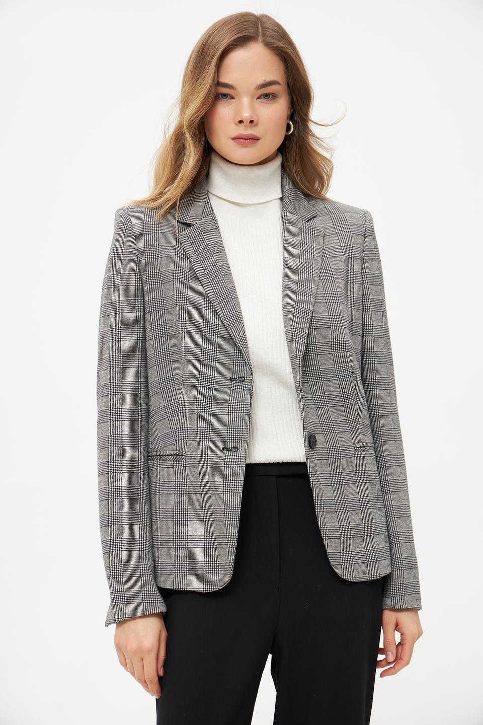 Жакет Oui в клетку серый