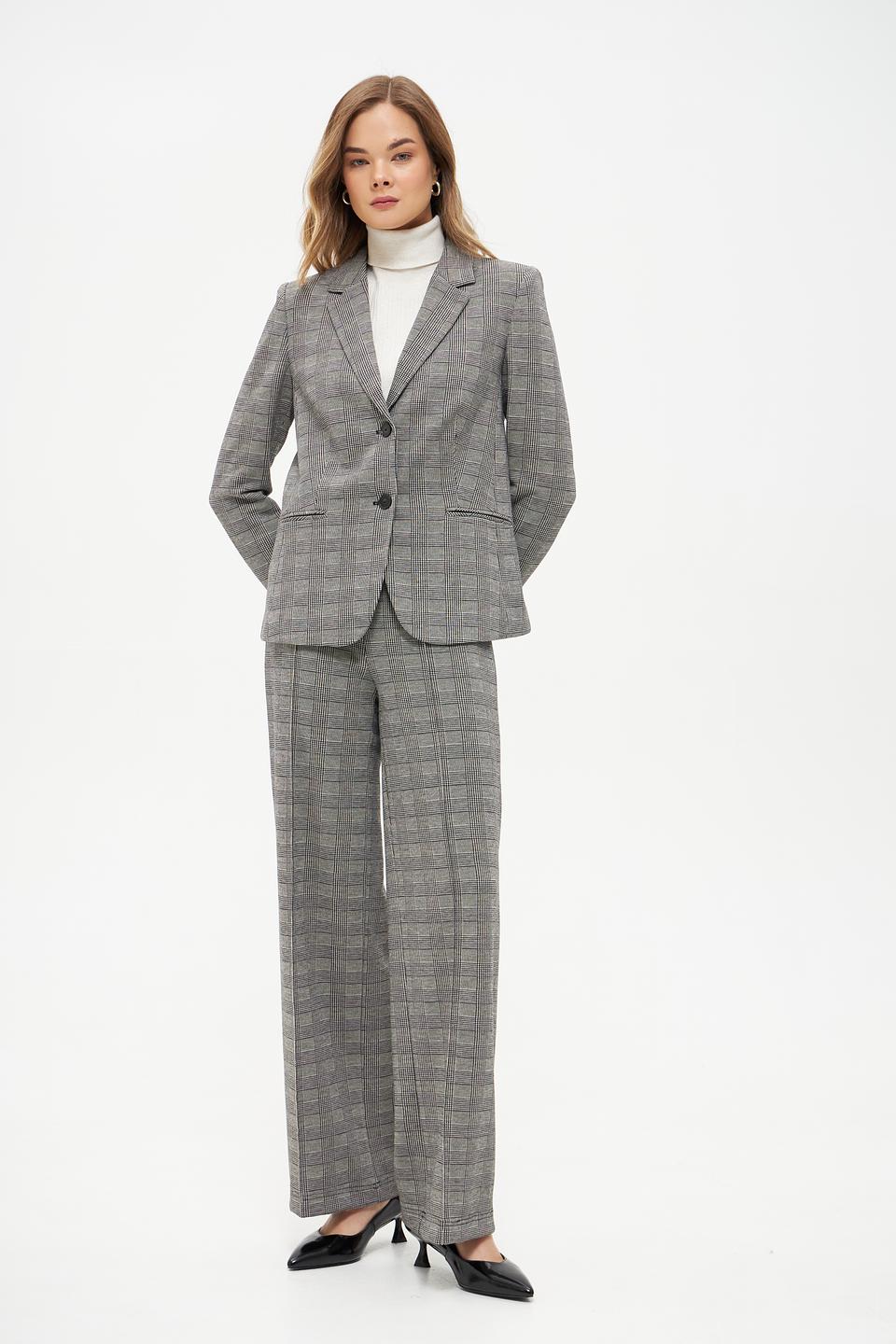 Жакет Oui в клетку серый