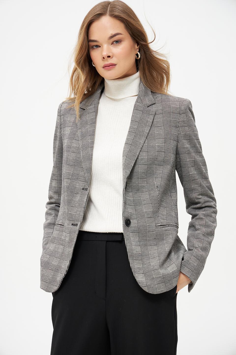 Жакет Oui в клетку серый