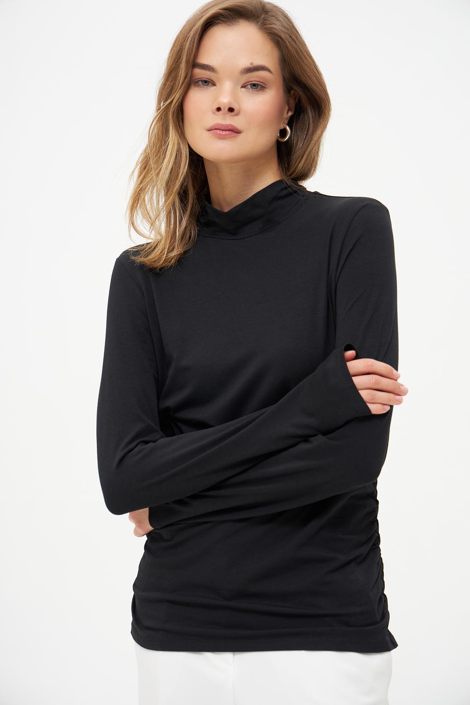 Футболка Oui с драпировкой черная