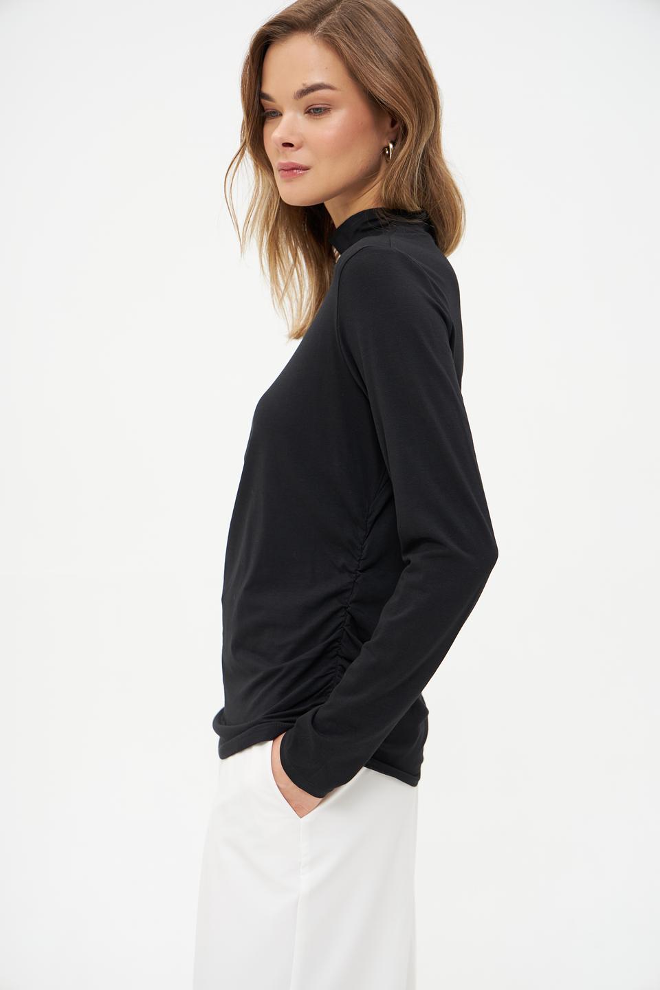 Футболка Oui с драпировкой черная