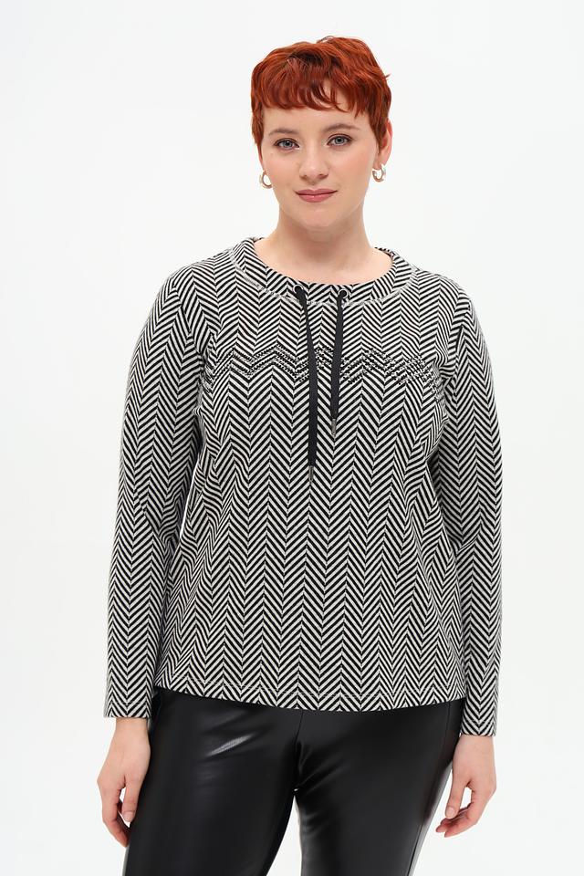 Пуловер Frank Walder зигзаг чёрно-белый