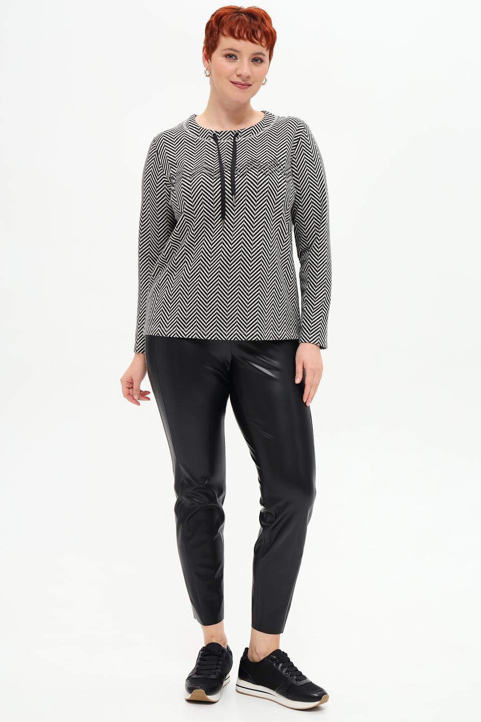 Пуловер Frank Walder зигзаг чёрно-белый