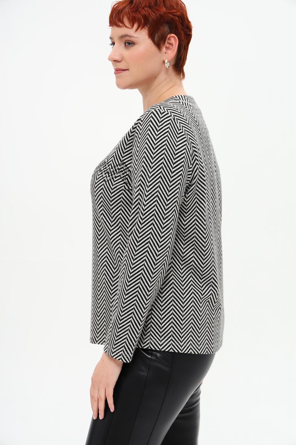 Пуловер Frank Walder зигзаг чёрно-белый