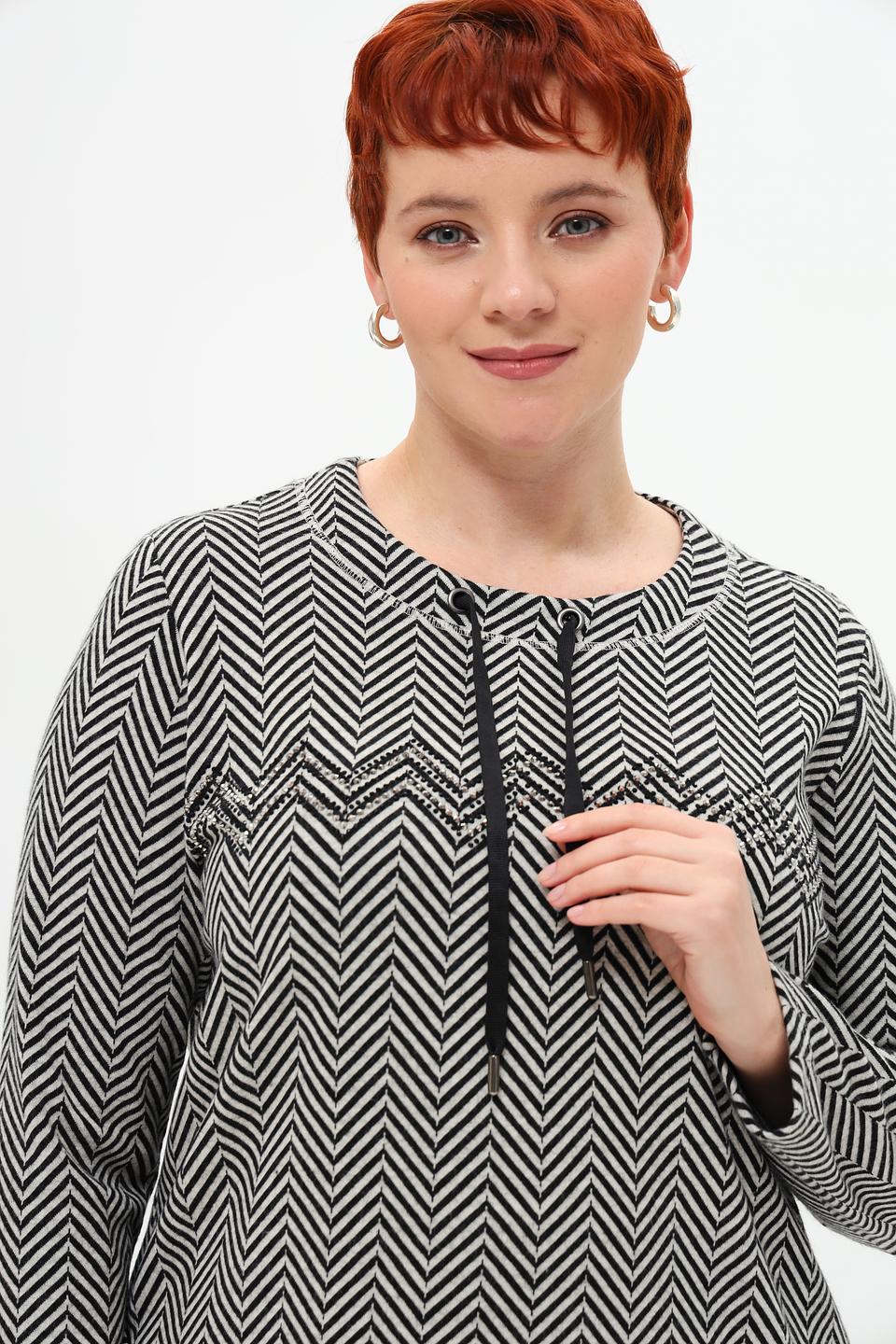 Пуловер Frank Walder зигзаг чёрно-белый