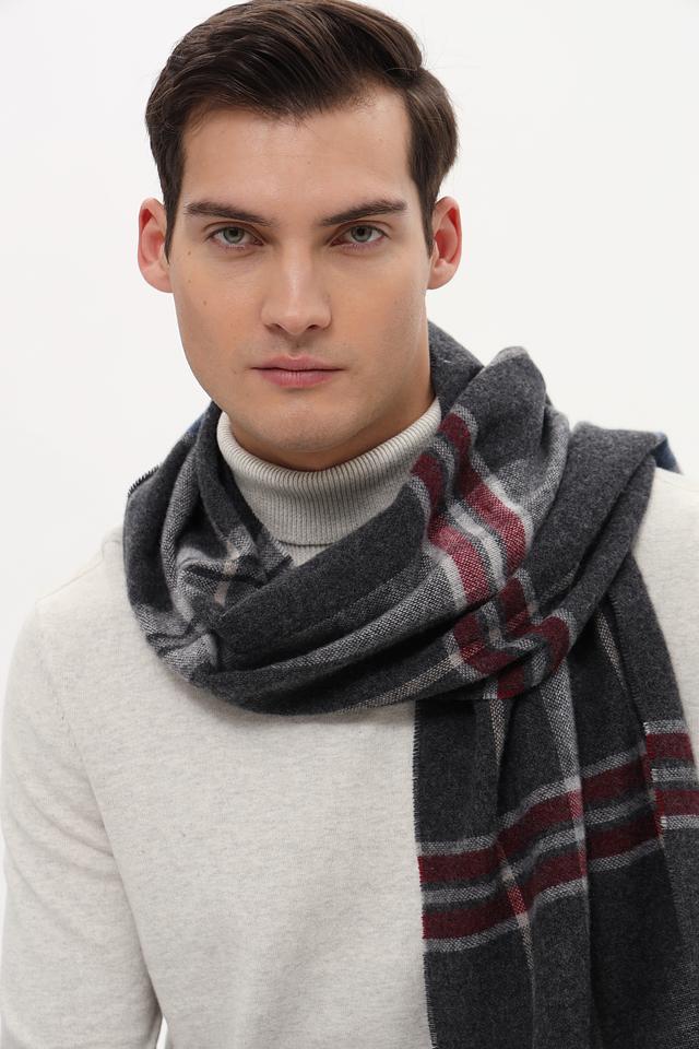 Шарф Bugatti ACC в клетку серый
