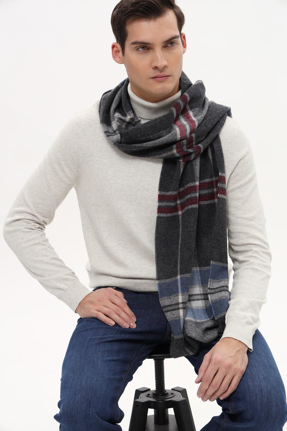 Шарф Bugatti ACC в клетку серый