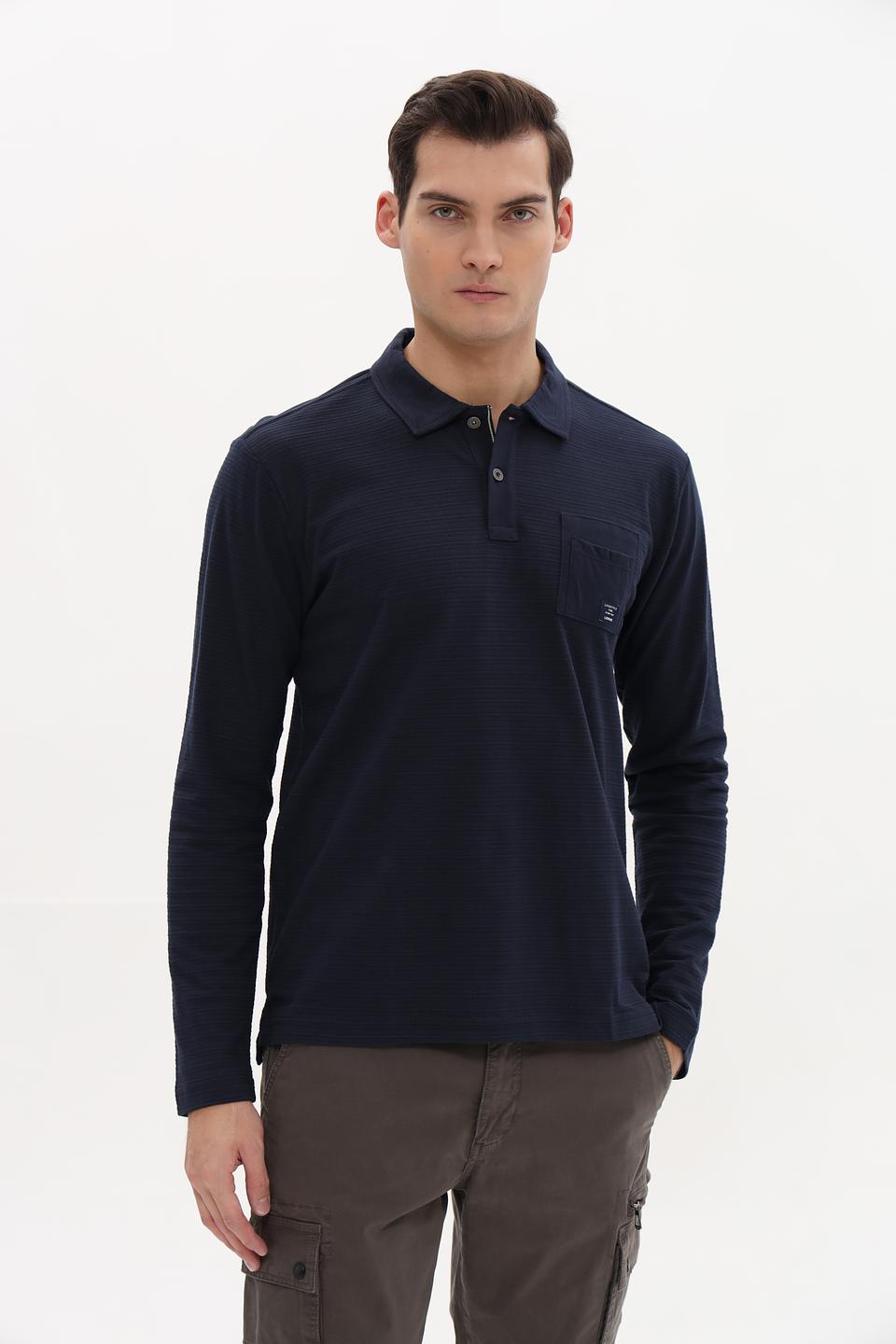 Поло Lerros men темно-синее с длинным рукавом