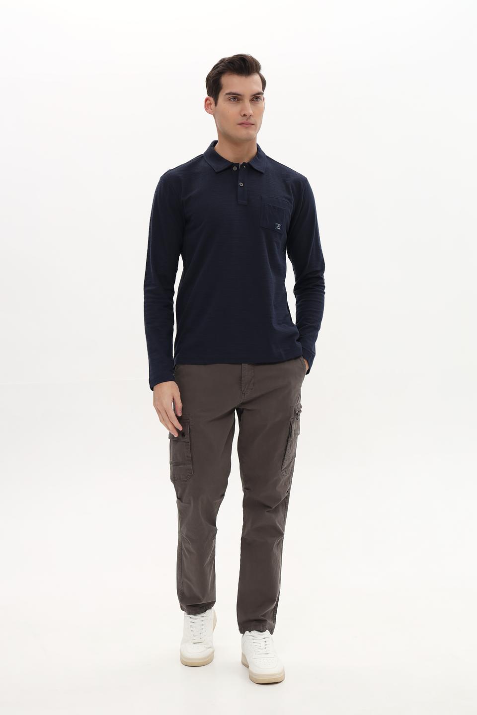 Поло Lerros men темно-синее с длинным рукавом