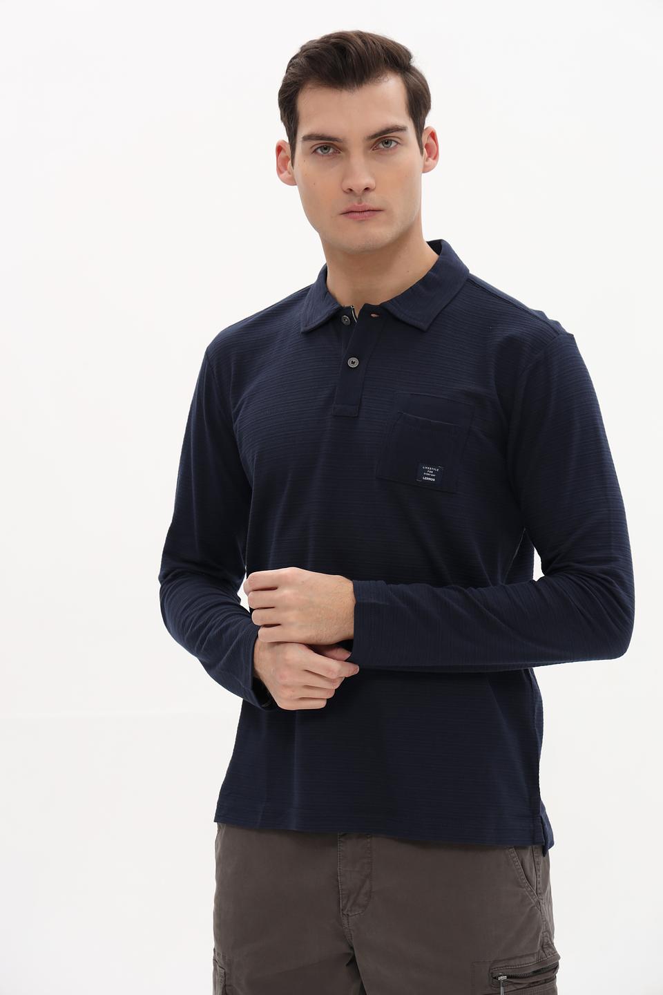 Поло Lerros men темно-синее с длинным рукавом