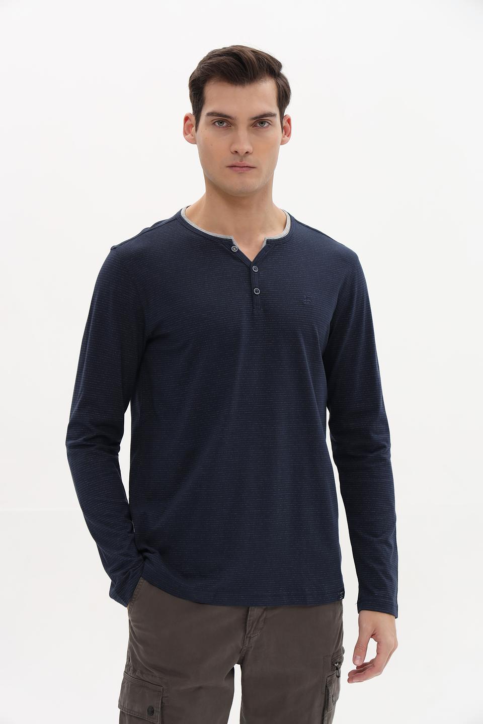 Лонгслив Lerros темно-синий с планкой