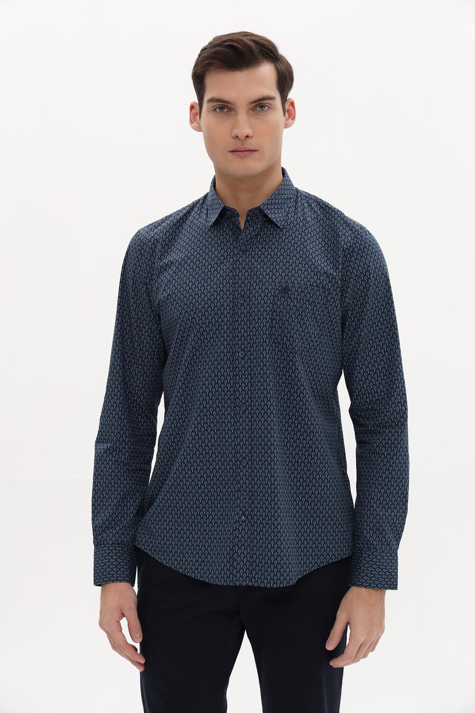 Рубашка Lerros с принтом синий