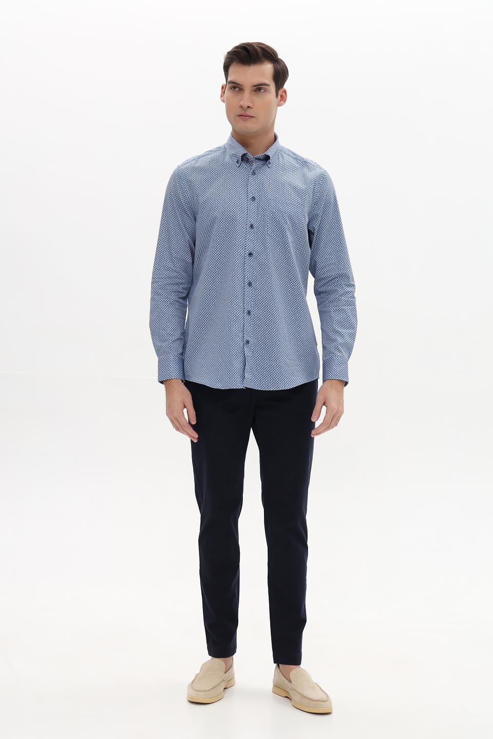 Рубашка Bugatti с принтом голубой