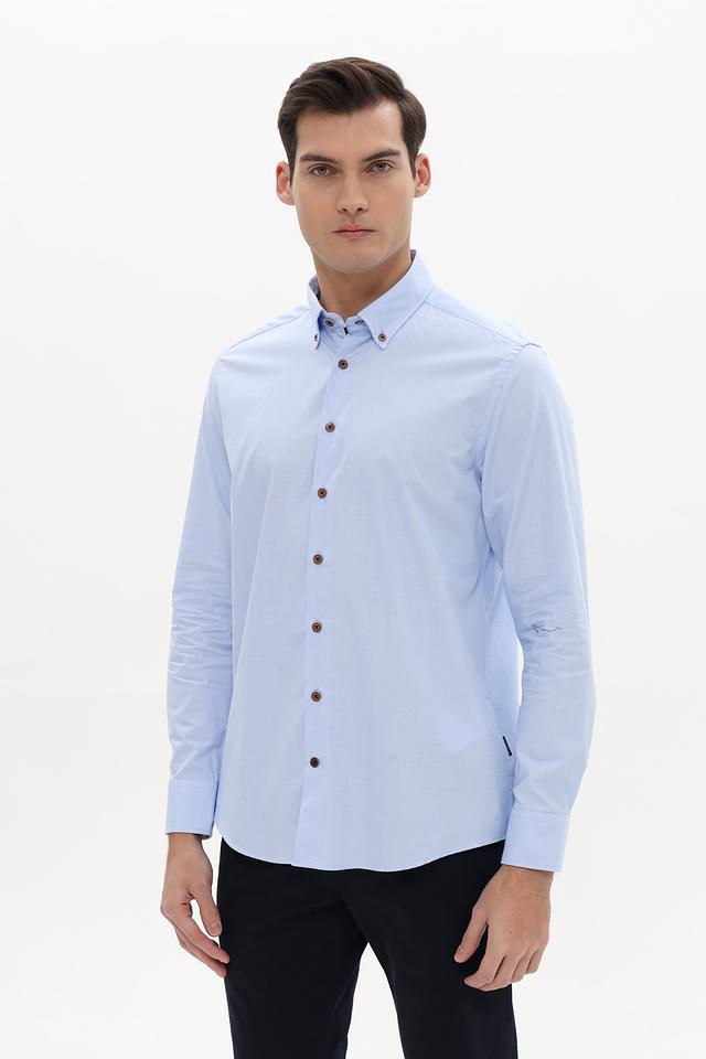 Рубашка Bugatti голубая с длинным рукавом