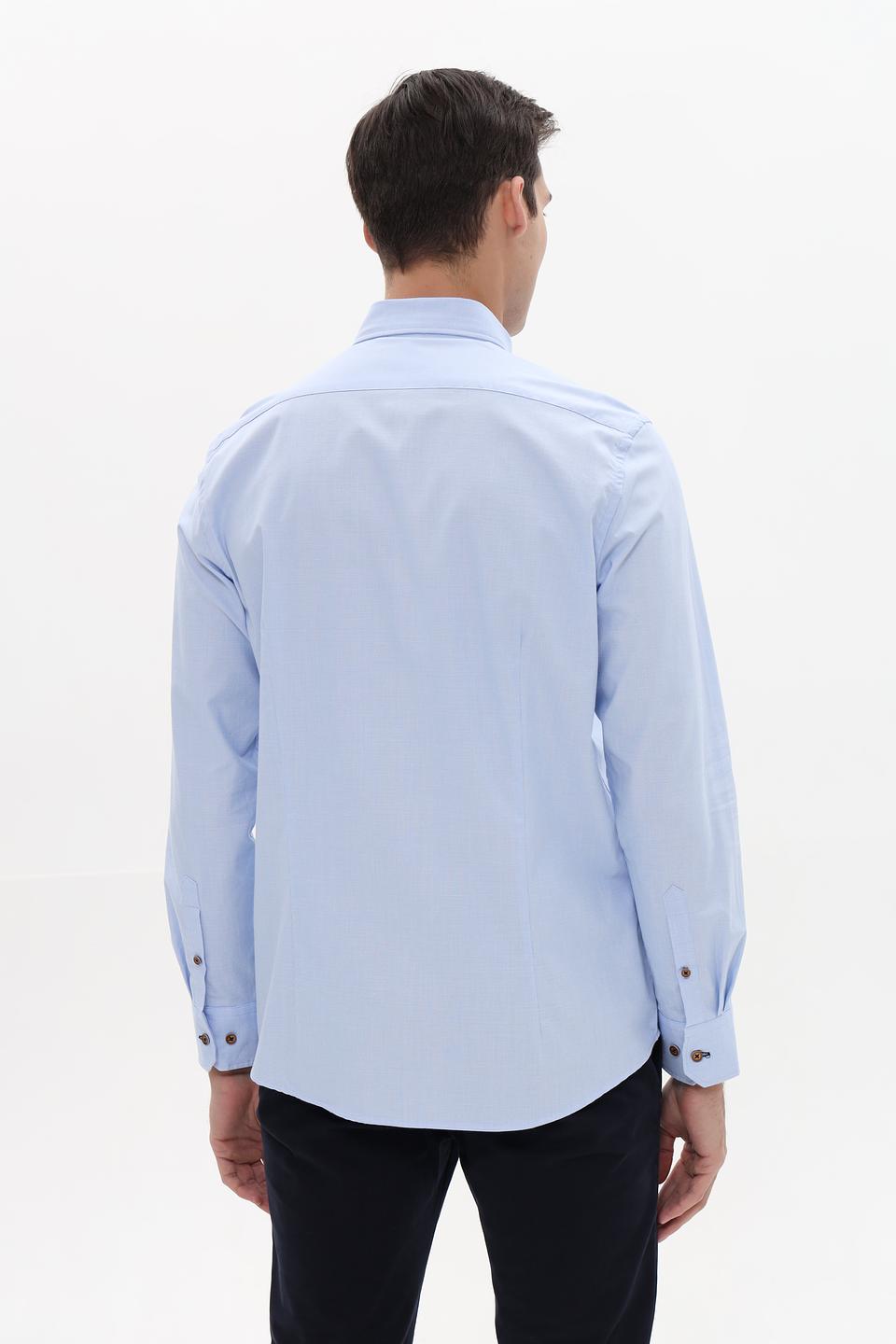 Рубашка Bugatti голубая с длинным рукавом