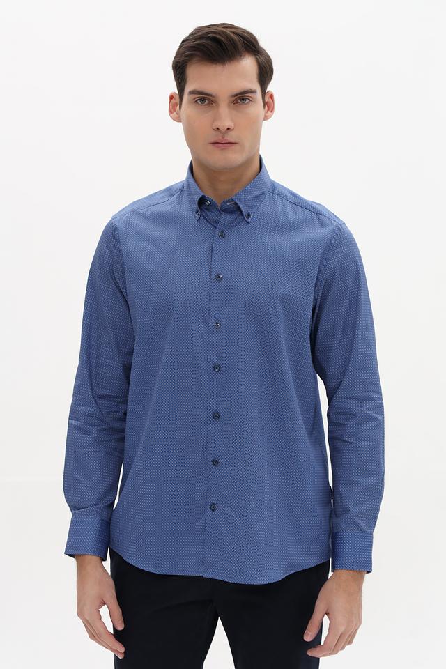 Рубашка Bugatti с принтом синий