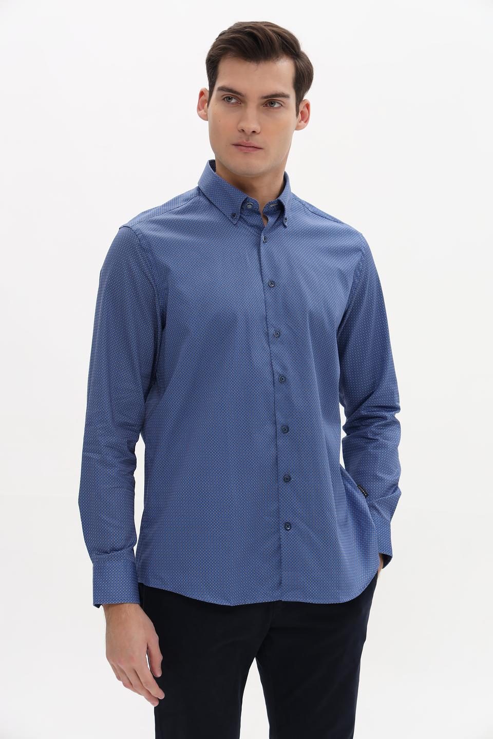 Рубашка Bugatti с принтом синий