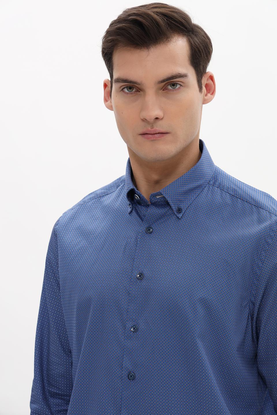 Рубашка Bugatti с принтом синий