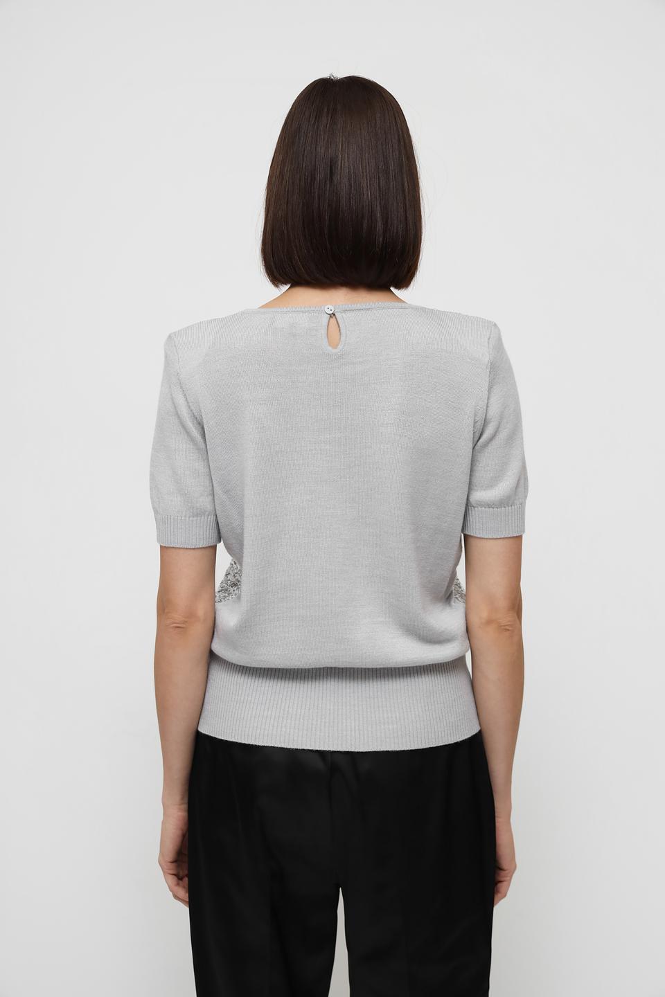 Пуловер Monari с пайетками серый