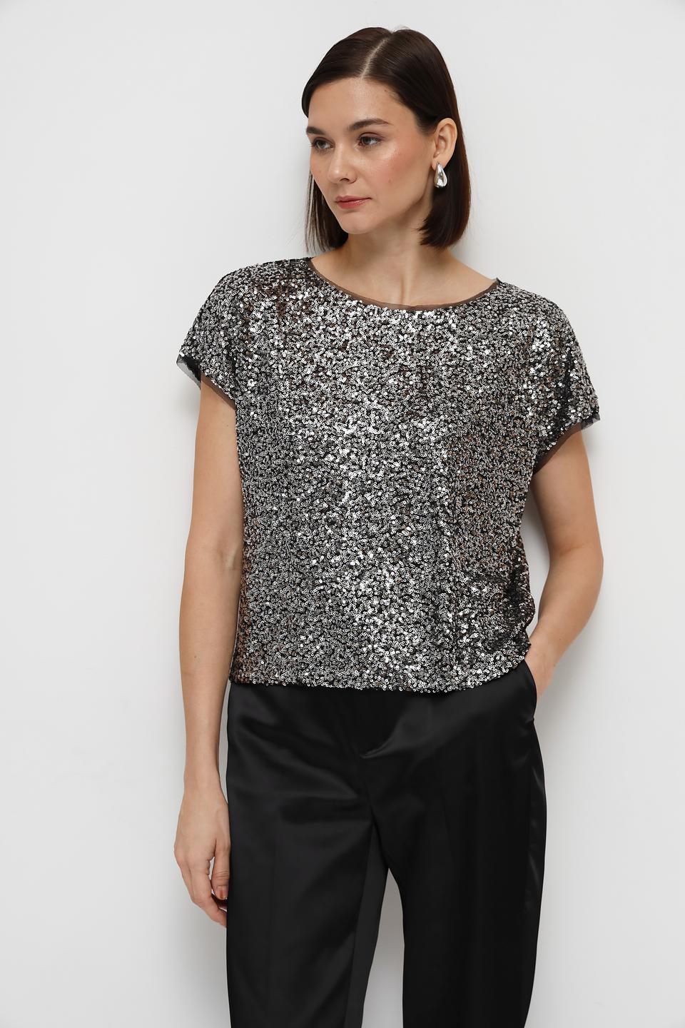 Блузка Monari с пайетками серебристая