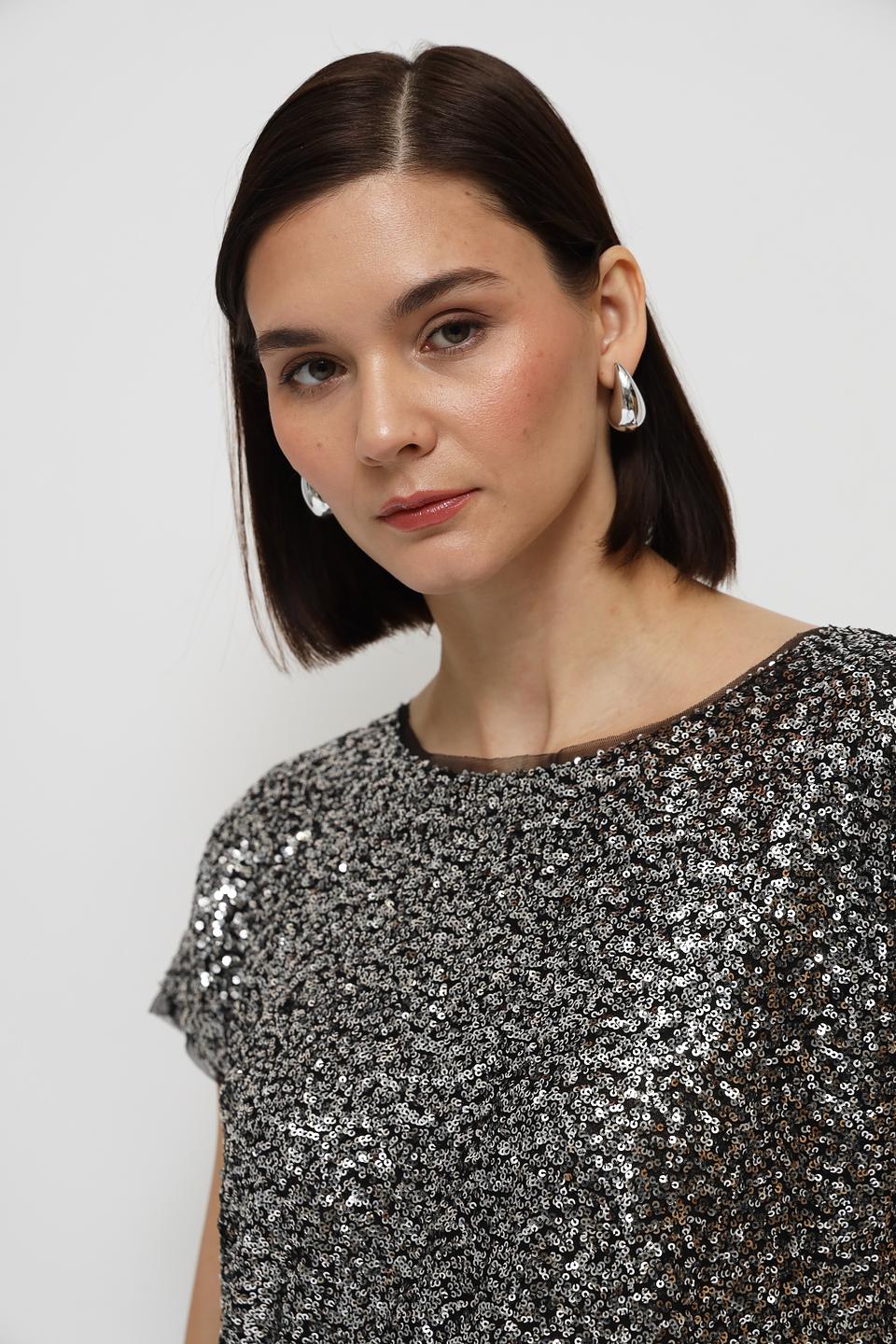 Блузка Monari с пайетками серебристая