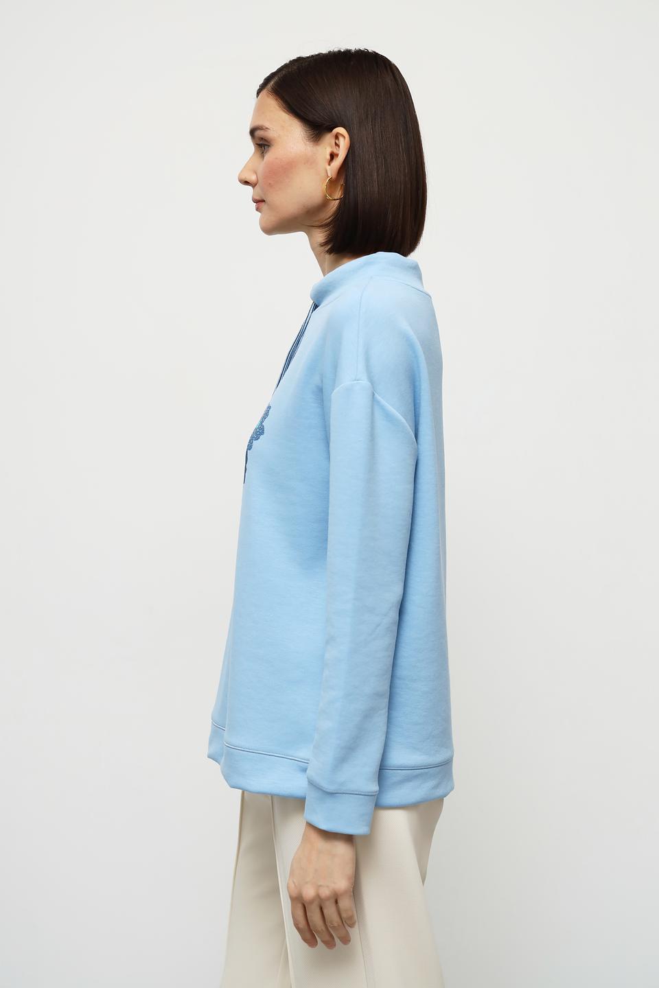 Пуловер Olsen с цветочным принтом голубой