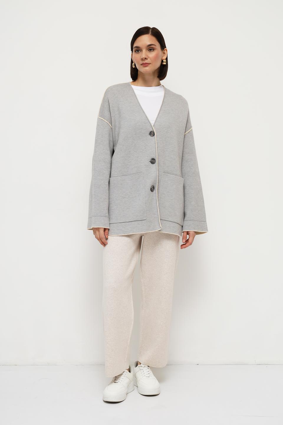 Брюки трикотажные Oui бежевые