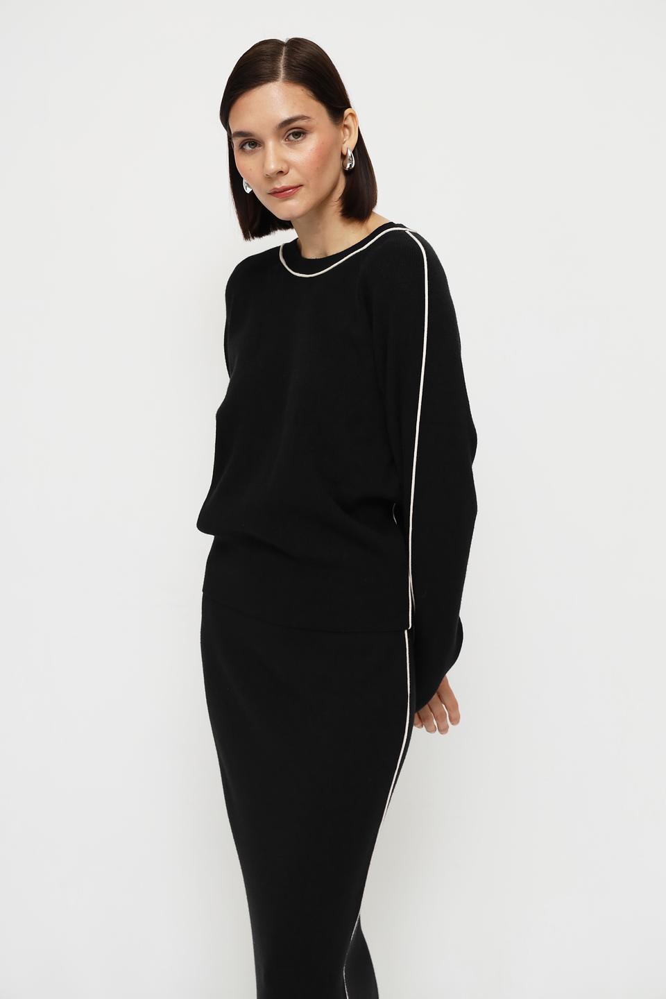 Пуловер Oui с белой отделкой