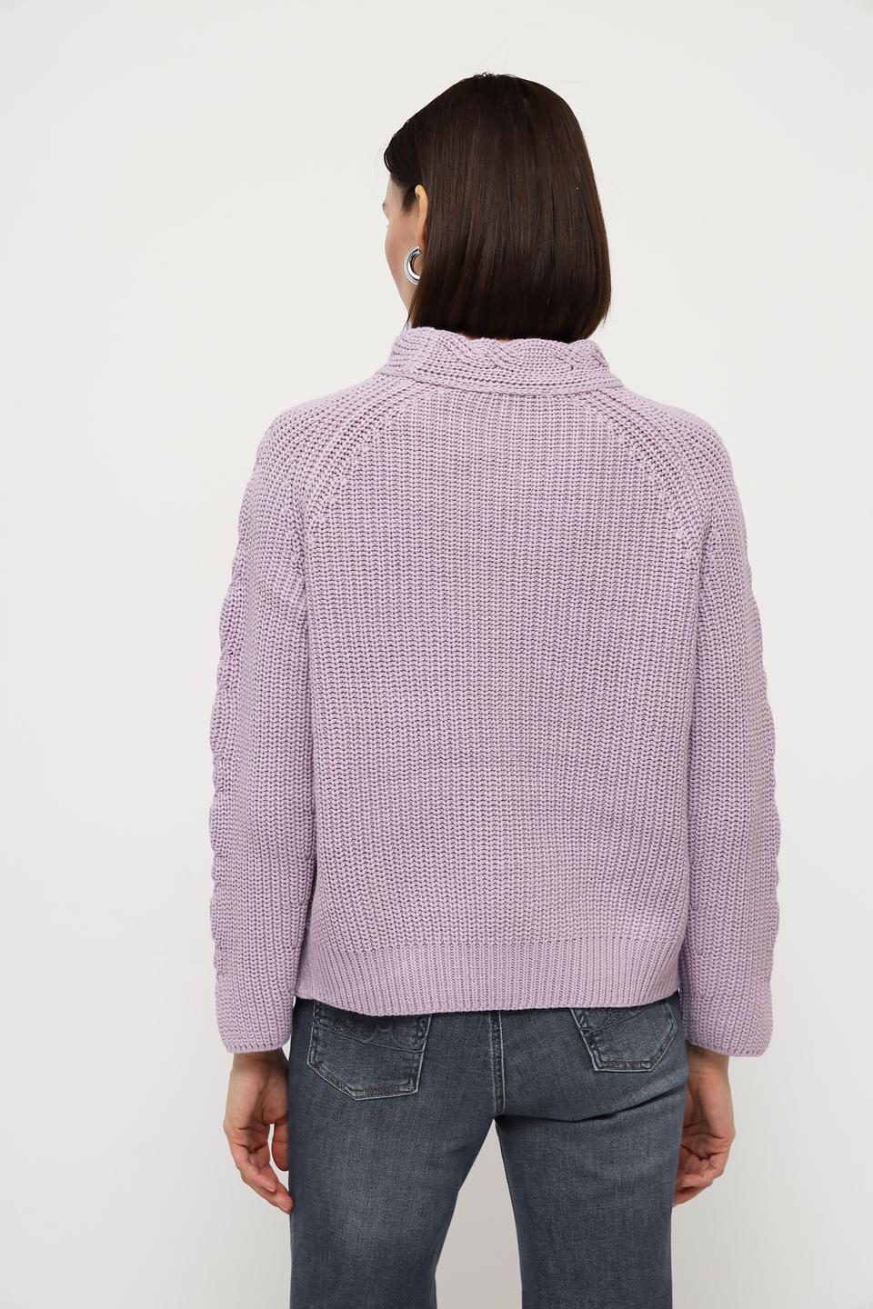 Пуловер Oui лавандовый с косами