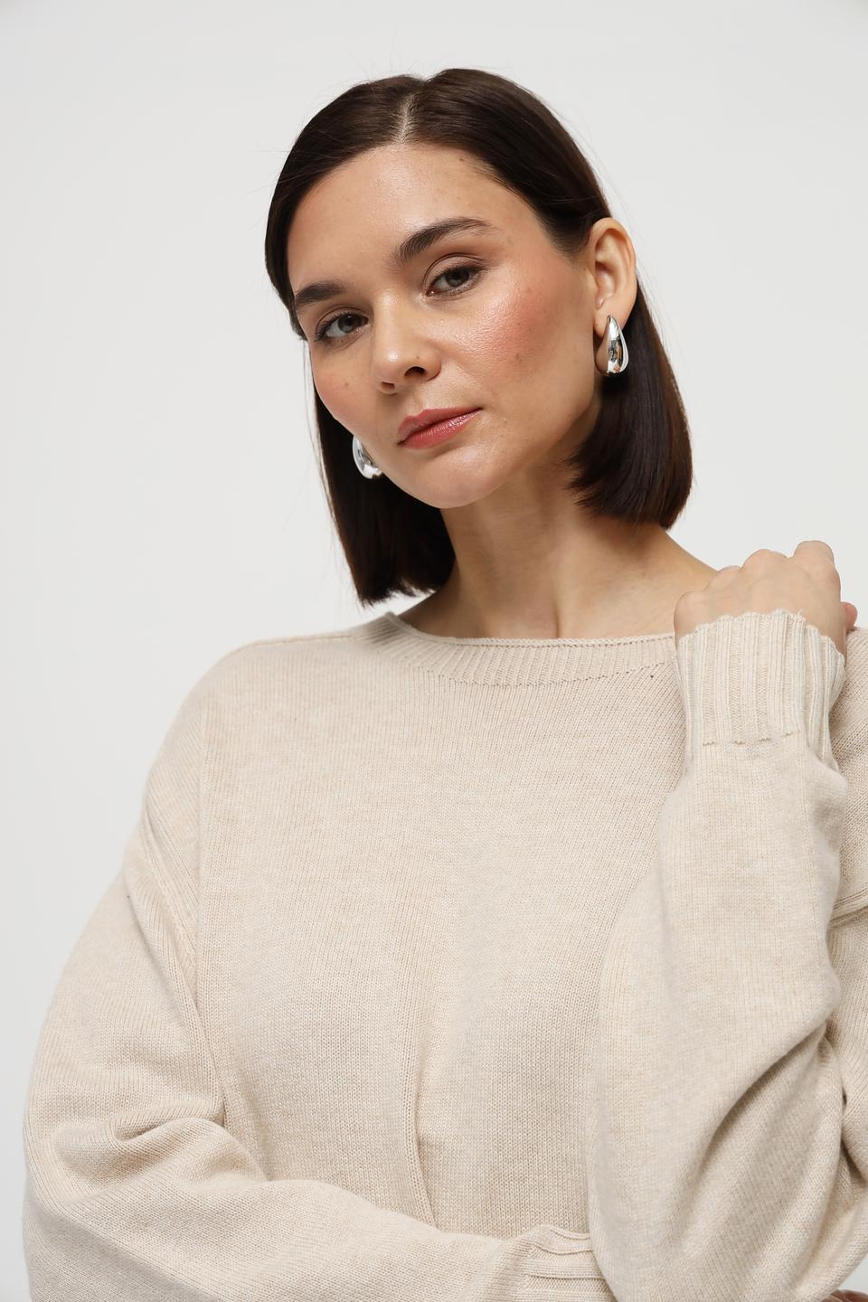 Пуловер Oui бежевый