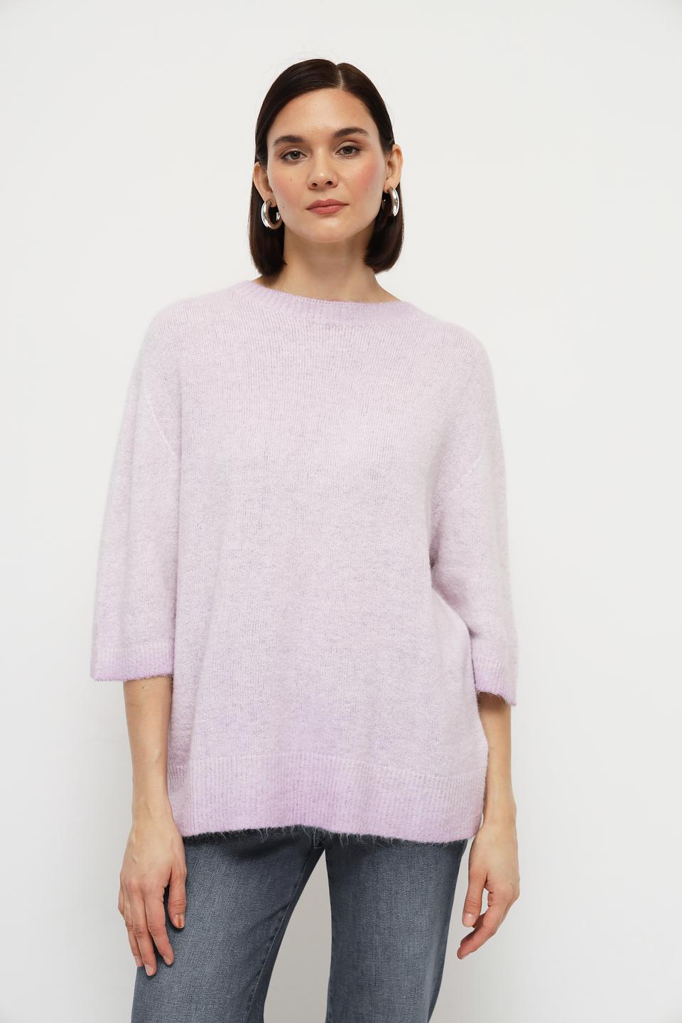 Пуловер Oui лавандовый с 3/4 рукавом