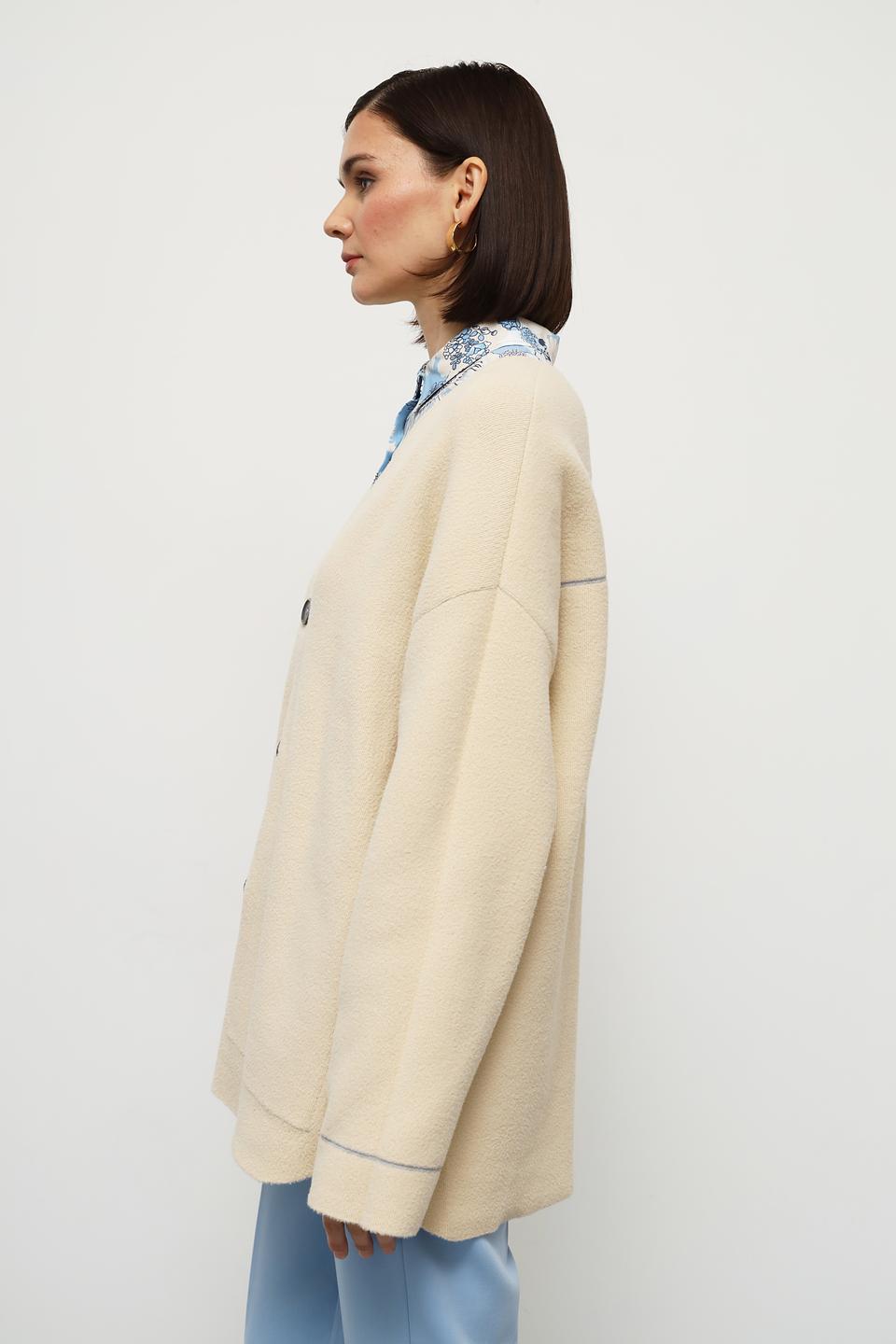 Жакет Oui с контрастной отделкой серый