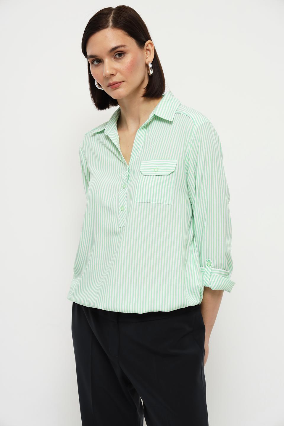 Рубашка Bianca в полоску лайм
