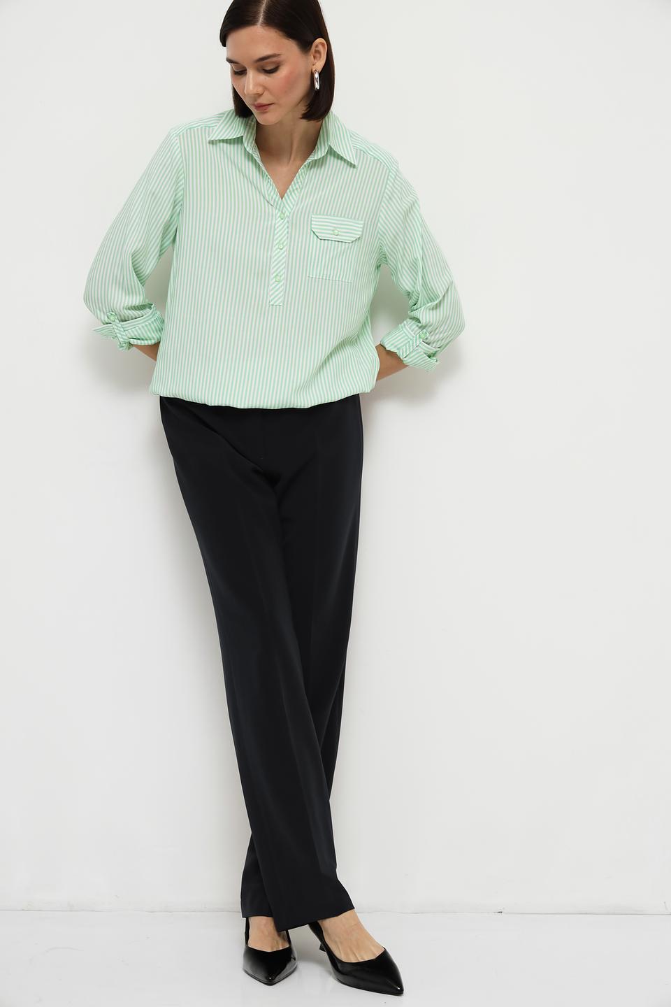 Рубашка Bianca в полоску лайм