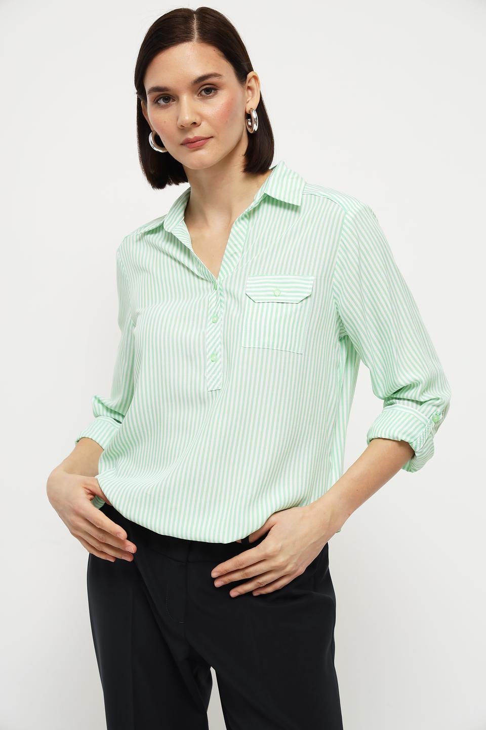 Рубашка Bianca в полоску лайм