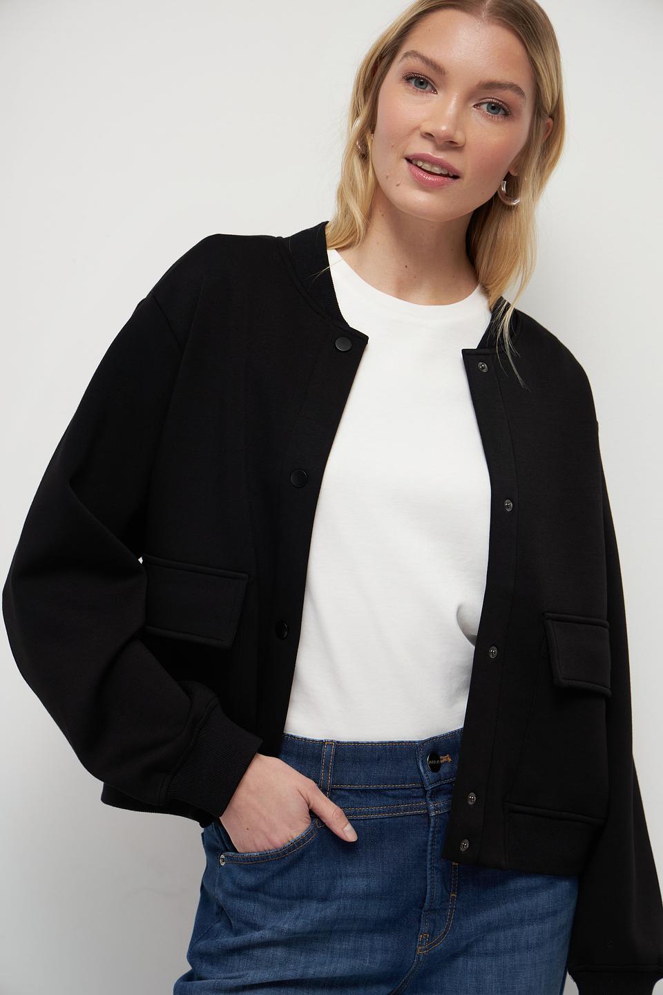 Жакет Oui чёрный бомбер