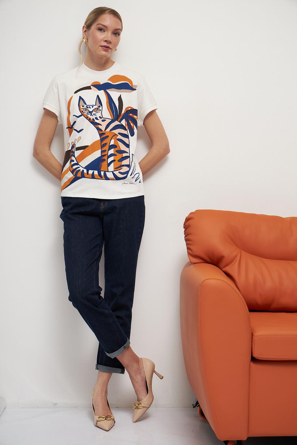 Футболка Marc Cain с принтом кота