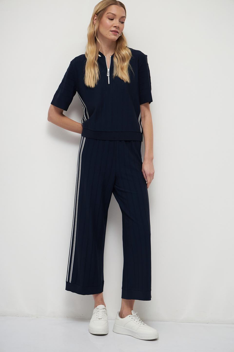 Пуловер Marc Cain темно-синий с молнией