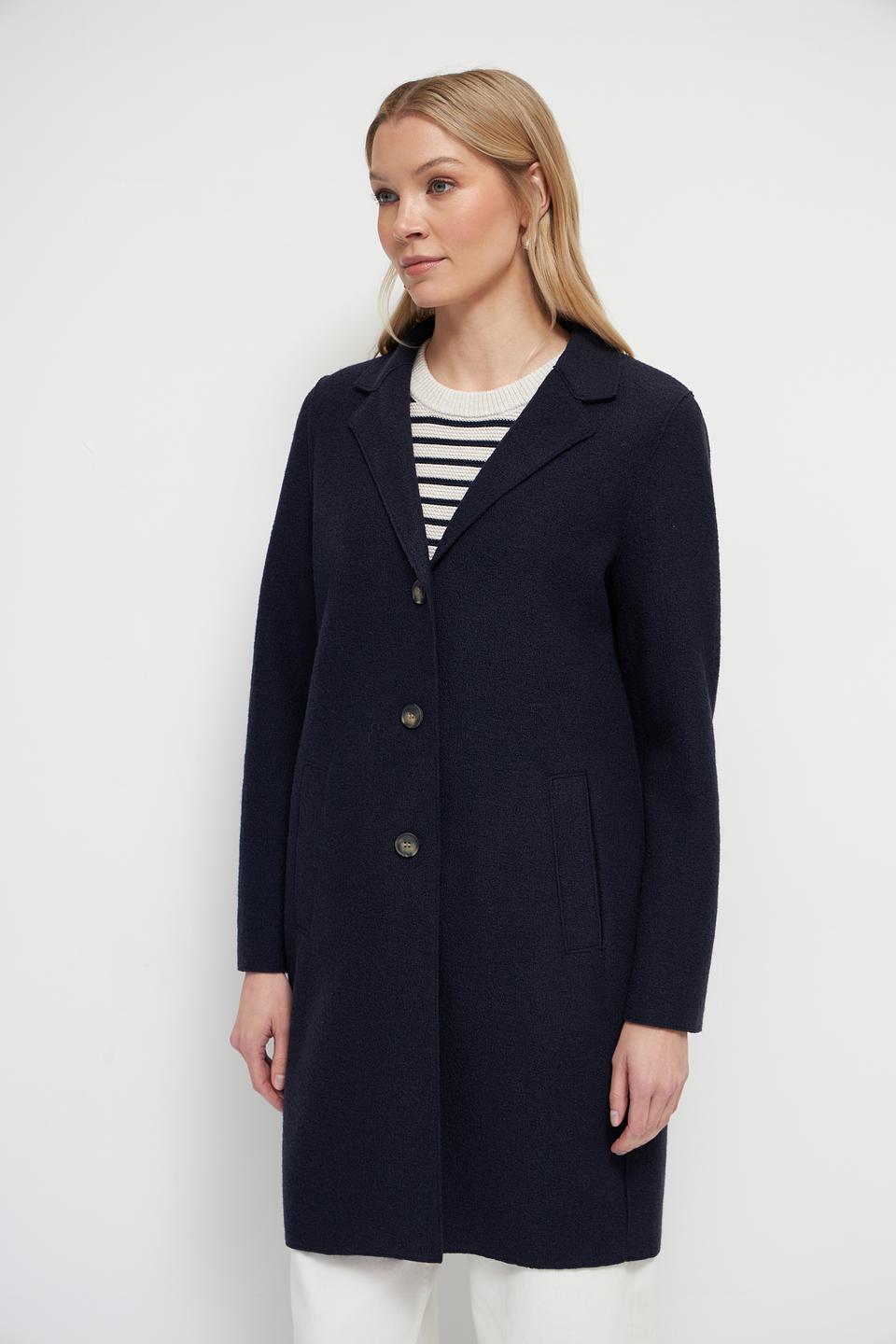 Пальто Oui приталенное тёмно-синее