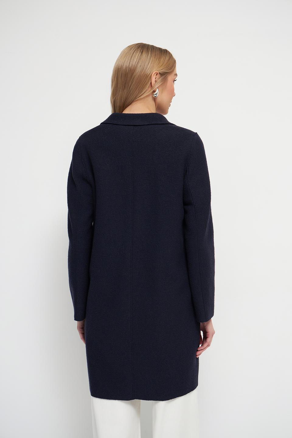 Пальто Oui приталенное тёмно-синее